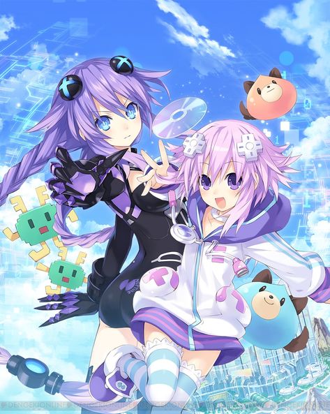 Hyperdimension Neptunia Hyperdimension Neptunia, A Hat In Time, Xenoblade Chronicles, Date A Live, Twin Sisters, Purple Heart, Anime Inspired, Anime Kawaii, Manga Girl