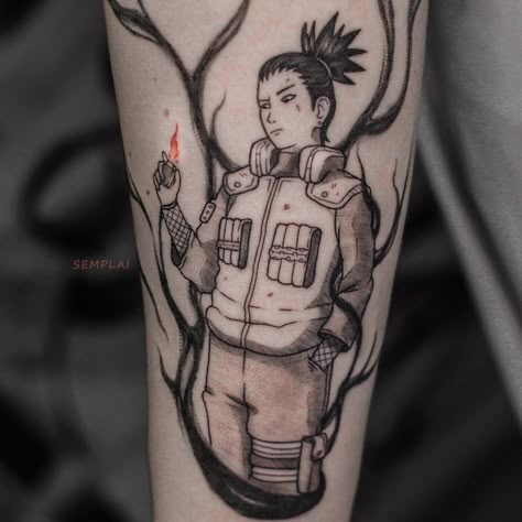 Shikamaru Tattoo Design, Shikamaru Tattoo Ideas, Naruto Tattoos, Tsunade And Jiraiya, Gundam Cosplay, Dbz Tattoo, Tricep Tattoos, Basic Tattoos, Shikamaru Nara