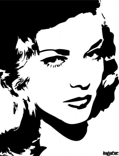 Laruen Bacall Celebrity Silhouette Art, Marilyn Monroe Vector, Famous People Stencils, Stencil Art Of Celebrities, Black And White Pop Art Face, Red Art Painting, Vector Portraits, Banksy Artwork, Warrior Paint