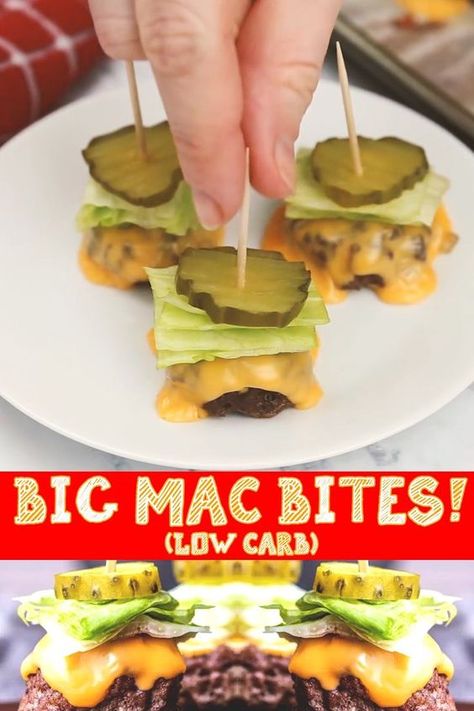 Big Mac Bites, Mac Bites, Low Carb Big Mac, Low Carb Snack, Low Carb Diets, Recipes Appetizers And Snacks, Carb Meals, Bariatric Recipes, Keto Recipes Dinner