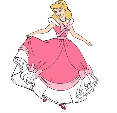 Cinderella in her lovely pink dress Pink Princess Character, Pink Princess Dress Drawing, Cinderella Clipart, Pink Cinderella, Cinderella Pink Dress, Cinderella Pink Dress Cartoon, Cinderella Dress Illustration, Cinderella 2, Cinderella 3