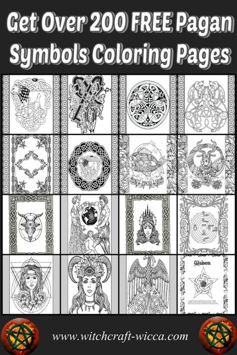 Get Over 200 FREE Pagan Symbols Coloring Pages Wiccan Book Of Shadows, Book Of Shadows Spells, Herbs Magic, Celtic Coloring, Wiccan Books, Pagan Spirituality, Witch Coloring Pages, Pagan Symbols, Tarot Book