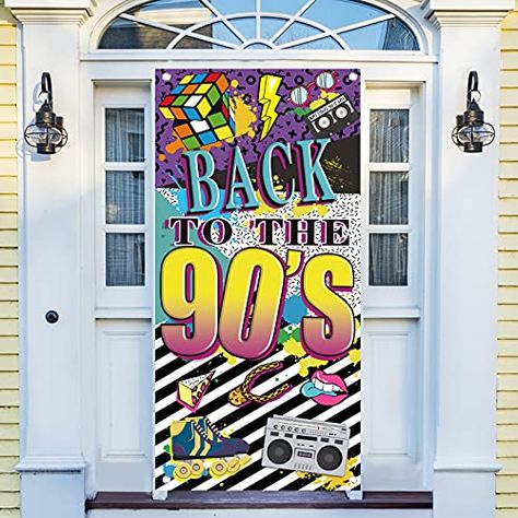 90s Photo Booth, Graffiti Birthday, Party Decorations For Adults, 90s Party Decorations, Retro Graffiti, Door Backdrop, 90's Hip Hop, Birthday Door, Door Backdrops