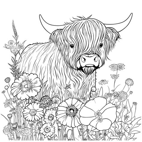 Western Coloring Pages Free Printables, Coloring Pages Western, Highland Cow Coloring Page, Country Coloring Pages, Western Coloring Pages, Highland Cow Drawing, Chicken Coloring Pages, Cowboy Artwork, Bear Sketch