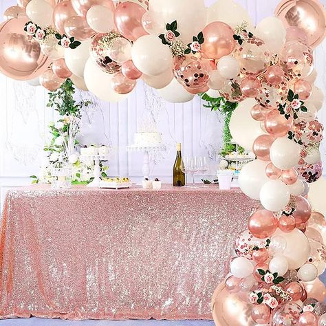 Rose Gold Balloon Arch, Rose Gold Balloon Garland, Gold Balloon Arch, Rose Gold Party Decor, Balloon Arch Kit, Gold Confetti Balloons, Rose Gold Confetti, Valentines Day Baby, Rose Gold Balloons