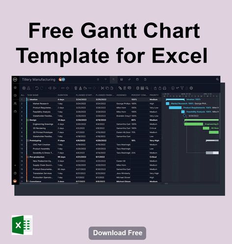 Free Gantt Chart Template for Excel Gantt Chart Templates Excel Free, Gantt Chart Design, Project Management Templates Excel, Project Management Excel, Excel Templates Project Management, Brain Template, Notion Second Brain, Project Planner Template, Project Planning Template