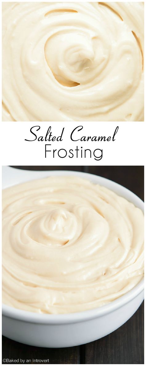 Creamy salted caramel frosting that pairs great with chocolate or vanilla cakes. Salted Caramel Frosting, Salted Caramels, Caramel Frosting, Creme Caramel, Icing Recipe, Yummy Sweets, Frosting Recipes, Cupcake Recipes, Salted Caramel