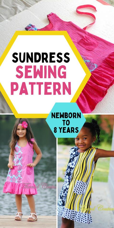 Easy DIY sundress. Tips for sewing a sundress. Easy sundress pattern. Easy Sundress Pattern, Classy Summer Dress, Sundress Sewing Patterns, Girls Dress Pattern, Tips For Sewing, Sundress Pattern, Simple Dress Pattern, Girls Clothes Patterns, Girls Sundress