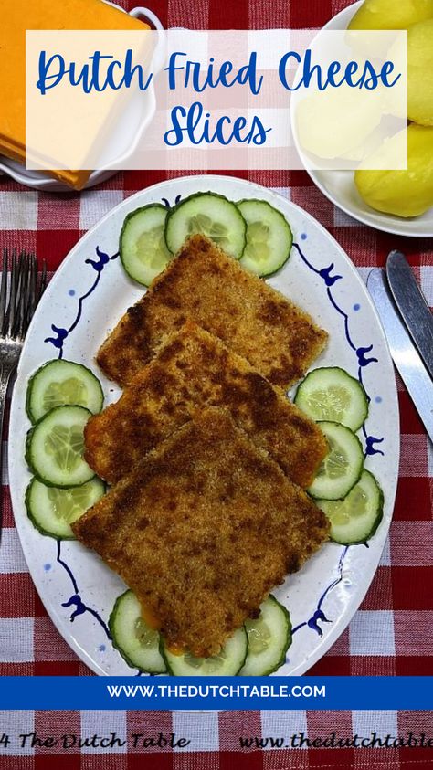 A gebakken kaasplak, or "fried cheese slice," is a Dutch comfort food that is both simple and indulgent. It typically involves a thick slice of cheese, such as Gouda or Edam, coated in breadcrumbs or a light batter, then pan-fried until golden and crispy on the outside, with the cheese melting slightly inside. This savory, vegetarian treat is often served as a snack or main dish, paired with a crisp salad for contrast. It’s an irresistible way to enjoy the rich, creamy flavors of Dutch cheese! Dutch Food Recipes, Cheese Melting, Cheese Patties, Crisp Salad, Vegetarian Treats, Slice Of Cheese, Dutch Cheese, Hot Snacks, Cheese Slice