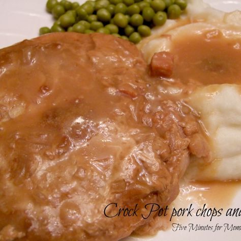 Crock Pot Pork-chops & Gravy - 4-6 pork chops, 1 can chicken broth, 1 can cream of chicken soup, 1 packet brown gravy mix, 1 packet onion soup mix. Place pork chops in crock pot. Mix all ingredients and pour over the top and cook for 8-10 hours on low. Serve with Mashed Potatoes. Crock Pot Pork Chops, Crock Pot Pork, Slow Cooker Salisbury Steak, Pork Chops And Gravy, Crock Pot Food, Can Chicken, Brown Gravy Mix, Crockpot Pork Chops, Hamburger Steak