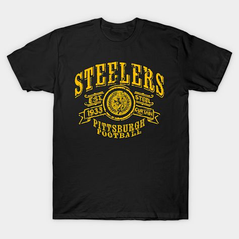 Steelers Vintage Football -- Choose from our vast selection of Crewneck and V-Neck T-Shirts to match with your favorite design to make the perfect graphic T-Shirt. Pick your favorite: Classic, Boxy, Tri-Blend, V-Neck, or Premium. Customize your color! For men and women. Steel Curtain, Football T Shirt, Vintage Football, Pittsburgh Steelers, American Football, Pittsburgh, Graphic T Shirt, V Neck T Shirt, Tshirt Designs