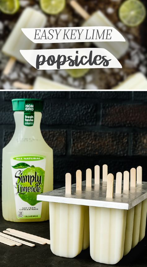 Key Lime Pie Popsicle, Key Lime Popsicles, Condensed Milk Popsicles, Lime Popsicle Recipes, Popsicle Mold Recipes, Summer Treats To Sell, Limeade Popsicles, Simply Limeade, Therapy For Kids