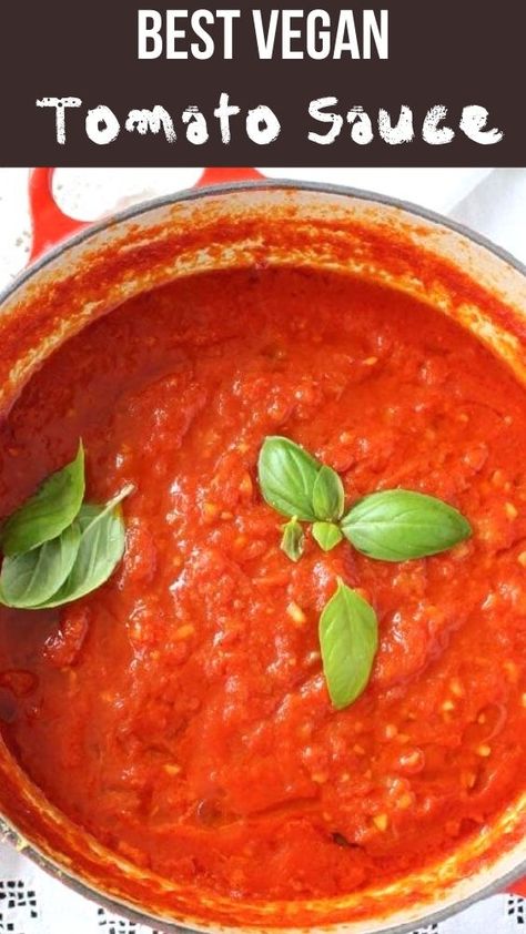 Vegan Tomato Sauce Recipe, Vegan Tomato Sauce, Tomato Paste Recipe, Vegan Pasta Sauce, Red Sauce Recipe, Vegan Pasta Dish, Easy Tomato Sauce, Diy Easy Recipes, Homemade Spaghetti Sauce