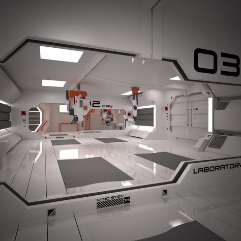 Futuristic Space Station, Sci Fi Room, Futuristic Interior Design, Scifi Interior, Futuristic Space, Spaceship Interior, Sci Fi Design, Sci Fi Environment, Futuristic Interior