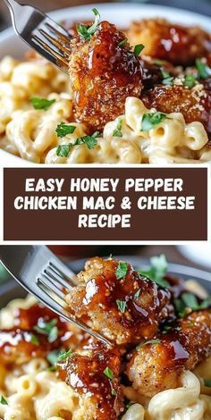 Honey Pepper Mac And Cheese, Honey Pepper Chicken Mac And Cheese, Chicken With Mac And Cheese, Chicken Mac And Cheese Recipe, Honey Pepper Chicken, Spiral Noodles, Chicken Mac And Cheese, Easy Mac N Cheese, Shoulder Sleeve Tattoos