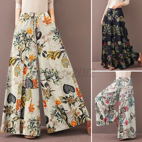 Vintage Floral Print Dress, Womens Wide Leg Pants, High Waist Yoga Pants, Printed Wide Leg Pants, Long Trousers, Type Of Pants, Drawstring Pants, Wide Leg Trousers, Floral Print Dress