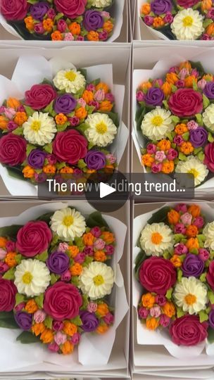 18K views · 10K reactions | I love the idea of cupcake bouquet centrepieces🤍! 
Why not shock your guests and let them eat their flowers at the end of the night? Not only are they delicious, it’s a great way to save money on your special day by getting your dessert and florals in one. Do you agree? | Creator of the worlds first standing cupcake bouquet | justdorkasthings · trial n error - braxton. Floral Cupcake Centerpieces, Cupcake Centerpieces Wedding, Cupcake Bouquet Wedding Cake, Cupcake Wedding Centerpieces, Bouquet Flower Cupcakes, Wedding Cupcake Bouquet Centerpieces, Cupcake Bouquet Centerpiece, Cupcakes With Real Flowers, Cupcake With Real Flowers