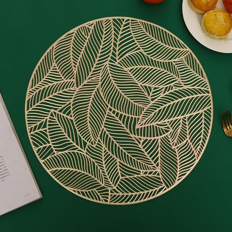 PRICES MAY VARY. 【RELIABLE MATERIAL】These round placemats are made of heat resistant PVC. They are soft and smooth, elegant in texture, anti-slip, washable and easy to clean. 【ADVANTAGES】The vinyl placemats are Odour free, durable ,reusable and safe to use. They also have good heat-insulation effect, protect your table from high temperature. 【UNIQUE DESIGNED】The design inspiration of this table mats comes from leaves and flowers. The place mat looks elegant, stylish and like a artistic work. Mat Leaf Placemats, Placemats Round, Vinyl Placemats, Chinese Lantern, Dinner Table Decor, Table Placemats, Unique Tables, Chinese Lanterns, Table Pads