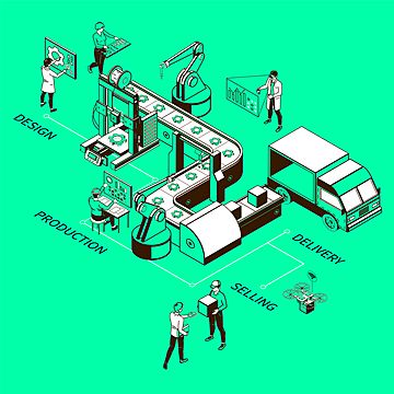 Automation Illustration, Interlocking Concrete Blocks, Drone Delivery, Robotic Arms, Design Dragon, Isometric Illustration, Conveyor Belt, Electronic Engineering, Production Line