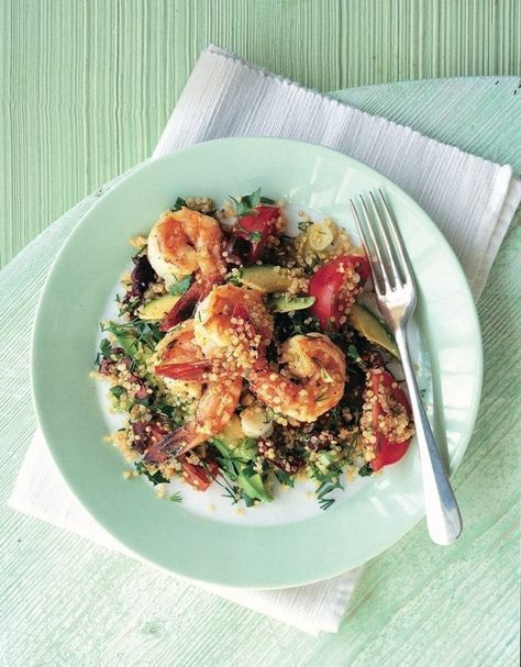 Prawn and avocado quinoa salad Avocado Recipe, Bbq Recipes Grill, Avocado Dessert, Avocado Quinoa, Prawn Recipes, Delicious Magazine, Avocado Recipes, Quinoa Recipes, Quinoa Salad