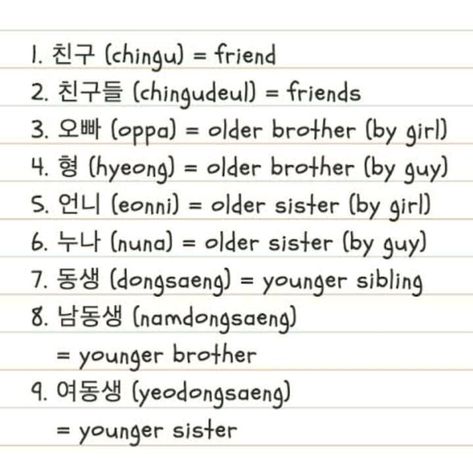 💚Useful Korean words and phrases Korean Words And Phrases, Friend In Korean, Words For Best Friend, Brother Sister Tattoo, Easy Korean Words, Korean Words Learning, Korean Phrases, Korean Language Learning, Words And Phrases