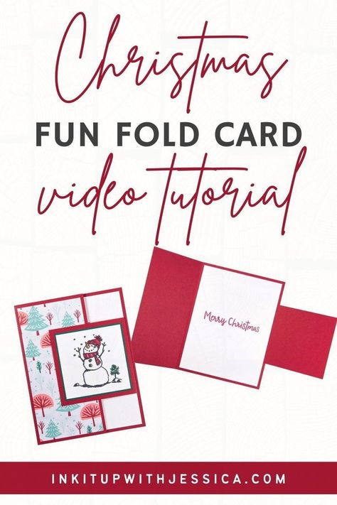 I really hope that you’ll grab some of your own supplies and give this EASY fun fold card base a try as you make a card for ANY occasion!! Learn how to make this handmade Stampin Up Christmas card by watching my simple fun fold card tutorial! Easy Fun Fold Christmas Cards, Tri Fold Cards Tutorial How To Make, Easy Christmas Cards Handmade Ideas, Easy Christmas Cards Handmade Diy Simple, Fun Folds Stampin Up Cards Tutorials, Fancy Fold Card Tutorials Templates, Fun Fold Christmas Cards, Easy Christmas Cards Handmade, Stampin Up Fun Fold Cards