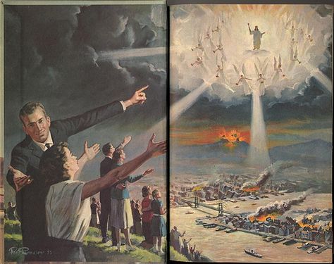 Pictures like these, and there are LOTS of them in Adventism, have always scared the crap out of me. Even when I was a fervent believer. The coming of Jesus filled me with dread, always. The end of my world, my perfectly lovely world, for that sterile, overwhelming unknown. I still shivver. Guardian Angel Pictures, Jesus Second Coming, Jesus Return, Jesus Christ Art, Bible Pictures, Prophetic Art, Bride Of Christ, Ayat Alkitab, Jesus Is Coming