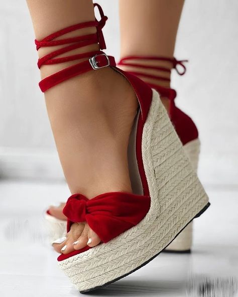 Strappy Wedge Heels, Fashion Shoes Heels, Cute Shoes Heels, Shoes Heels Classy, Shoes Outfit Fashion, Funky Shoes, Fresh Shoes, Fancy Shoes, Cute Heels