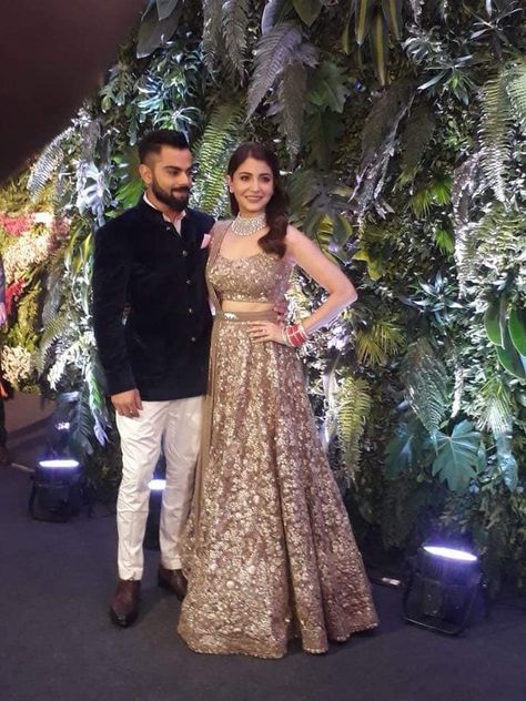 Celebrity Couple  Reception photo Reception Dress For Groom Indian, Reception Groom Outfit Indian, Sangeet Couple Outfits, Reception Outfit For Groom, Reception Couple Dress Indian, Indian Reception Dress, Reception Dress Indian, Surreal Wedding, Reception Lehengas