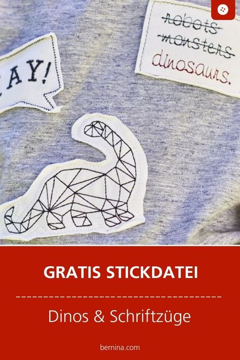 Dinos sticken: kostenlose Stickdatei für Dino Patches #stickdatei #stickmuster #sticken #stickmaschine #bernina Crochet Stitches Uk, Embroidery Machine Ideas, Crochet Dinosaur Patterns, Crochet Eyes, Crochet Dinosaur, Crochet Dragon, Dinosaur Pattern, Double Crochet Stitch, How To Start Knitting