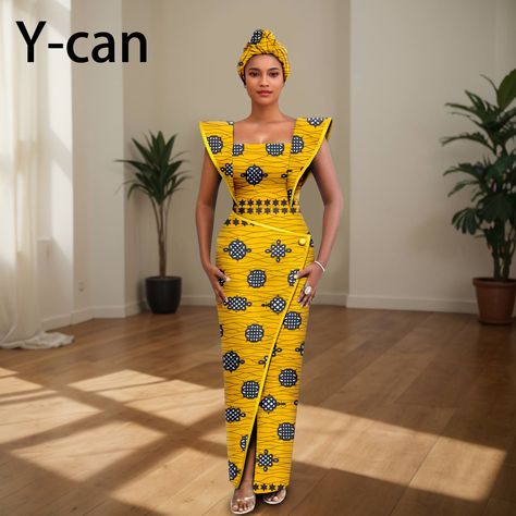 Ankara Dress for Women Luxury Sleeveless Dress Slim Fit Party Evening Gown Vestidos with Headwrap African Dress 2425157 - AliExpress 200000532 Sleeveless Ankara Gown, Ankara Dress For Women, Ankara Gown, Dress Slim, Ankara Dress, African Dress, Dress For Women, Head Wraps, Evening Gown