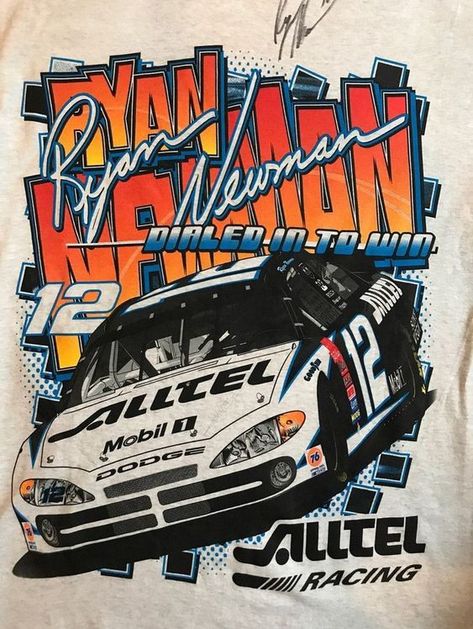 Nascar Poster, Nascar Art, Vintage Tshirt Design, Vintage Racing Poster, Vintage Shirt Design, Ryan Newman, Nascar T Shirts, Retro Graphic Design, Cars Tees