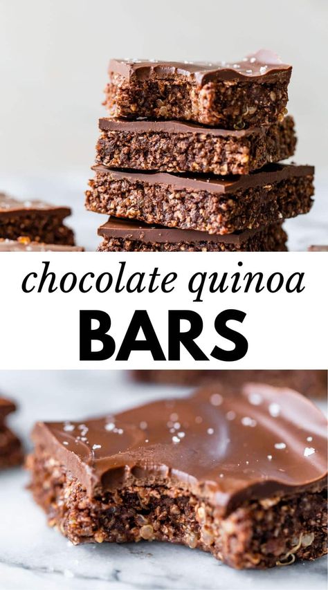 Quinoa Dessert Recipes, Quinoa Desserts, Quinoa Bars, Chocolate Quinoa, Quinoa Recipes Easy, Energy Bars Recipe, Cooked Quinoa, Healthy Bars, Delicious Gluten Free Recipes