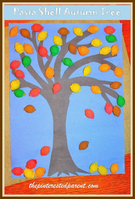 pasta-shell-autumn-tree-craft-fall-crafts-for-kids1 Macaroni Crafts For Kids, Macaroni Art, Macaroni Crafts, Pasta Crafts, Pasta Art, Kindergarten Art Projects, Easy Fall Crafts, Tree Craft, Autumn Tree