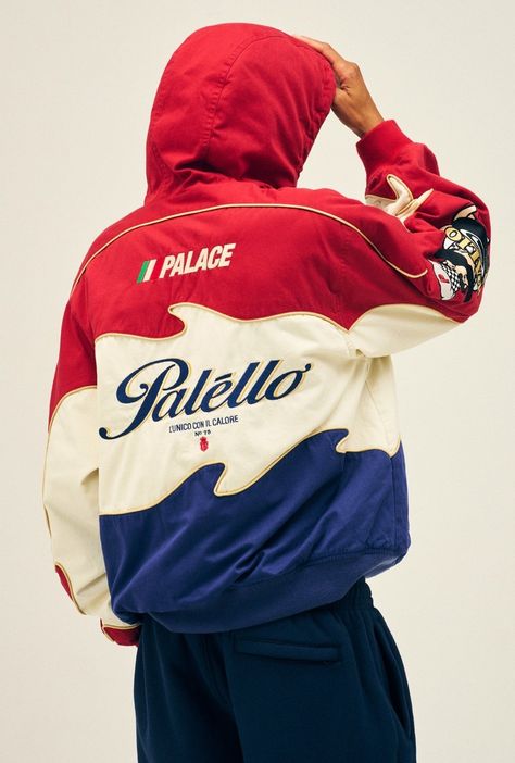 Palace Skateboards Winter 2024 Collection: Bold Streetwear for Cold Days - Page 4 of 4 - addstylers.com Mechanics Jacket, Throwback Outfits, Palace Skateboards, Apparel Design Inspiration, Sports Jersey Design, Embroidery Hoodie, Racing Jacket, Tshirt Printing Design, Tee Shirt Designs