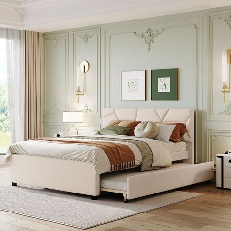 Upholstered platform bed queen