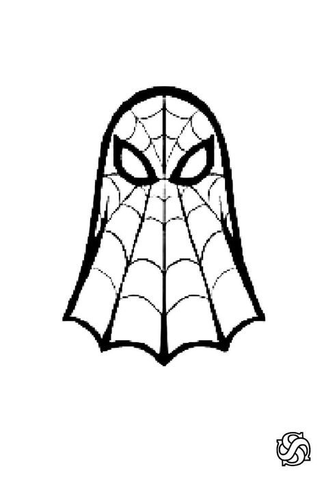 Cartoon Profile Pics Drawing, Simple Spider Man Tattoo, Spider Man Simple Drawing, Spider Man Drawing Ideas, Spiderman Mask Drawing, Spider Man Drawing Easy, Spiderman Outline, Spiderman Doodles, Spider Man Sketch