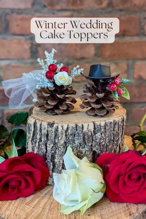 Bring rustic charm to your winter wedding with these adorable pinecone cake toppers! Perfect for couples looking to add a natural, woodland touch to their wedding decor, these bride and groom pinecones are handcrafted to complement cozy, rustic, and forest-themed celebrations. Made with love, these unique wedding cake toppers make a beautiful statement for your big day. 🍂🌲 #WinterWedding #RusticWedding #WoodlandWedding #CakeToppers #BrideAndGroom #WinterWeddingDecor" Pinecone Cake, Unique Wedding Cake Toppers, Unique Wedding Cake, Wedding Cake Toppers Unique, Mini Pinatas, Rustic Winter Wedding, Winter Wedding Cake, Winter Wedding Decorations, Christmas Stocking Stuffers