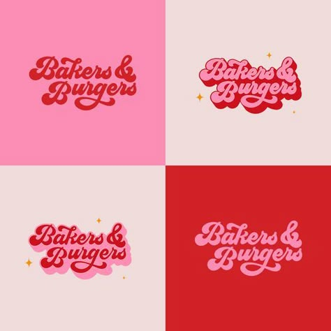 Pink Logo Design Ideas, Pink And Red Typography, Pink And Red Logo Design, Pink And Red Branding Design, Groovy Branding Design, Cute Logo Design Pink, Pink And Red Branding, Pink Red Branding, Valentine Logo