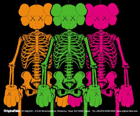 Kaws Companion Original Fake... Xray? lol. Not japanese, but heavily tied into japanese new wave kaiju-type culture. love this image. was going to post a toy but this was cool. Skeleton Bones, Dope Cartoon Art, Art Diary, Visual Representation, Self Service, Global Fashion, Graphic Poster, Ultra Violet, Rug Design