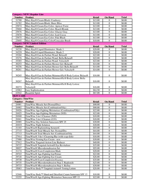 The Mary Kay Inventory Spreadsheet 2018 format is a very helpful tool. In spreadsheets, you can manage knowledge and do calculations in an exceedingly effective and easy way. The next taste spreadsheet may allow you to with a number of applications in making your personal Mary Kay Inventory Spreadsheet 2018. Mary Kay Organization, Mary Kay Printables, Inventory Spreadsheet, Makeup Basics, Inventory Template, Book Keeping, Selling Mary Kay, Mary Kay Marketing, Mary Kay Party