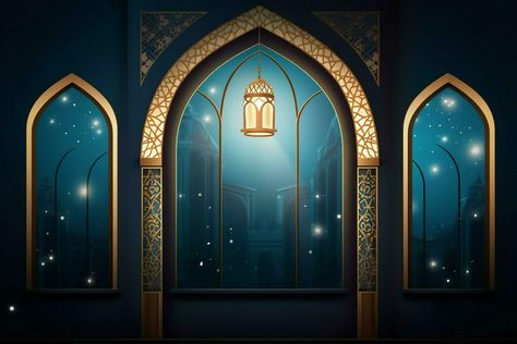 Eid mubarak and ramadan kareem greetings with islamic lantern and mosque. Eid al fitr background. Eid al fitr background of window concept by AI Generated Ramadan Kareem Greetings, Islam Background, Islamic Background Vector, Wallpaper Ramadhan, Islamic Lantern, Ali Raza, Eid Background, Eid Milad, Islamic Background