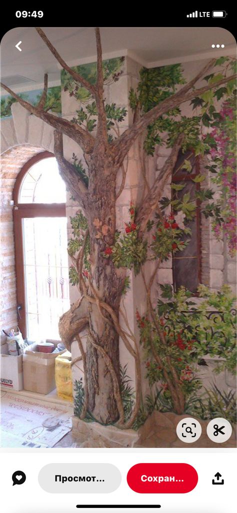 Tree Feature Wall, 3d Tree On Wall, Paper Mache Tree On Wall, Fairy Room, Kitchen Ideas For Small Spaces, Small Spa, Tree Mural, Ideas For Small Spaces, Faux Tree