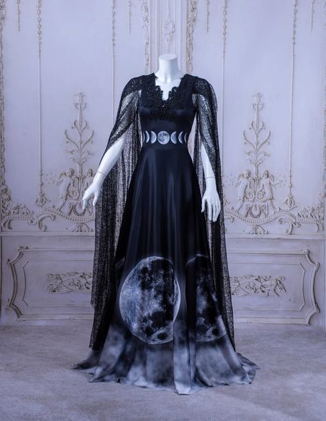 Ombre Moon Dress Gothic Forest Witchy Two - Etsy Witch Gown, Gothic Forest, Mannequin Legs, Witchy Dress, Forest Witch, Moon Dress, Witch Dress, Dress Aesthetic, Gothic Dress