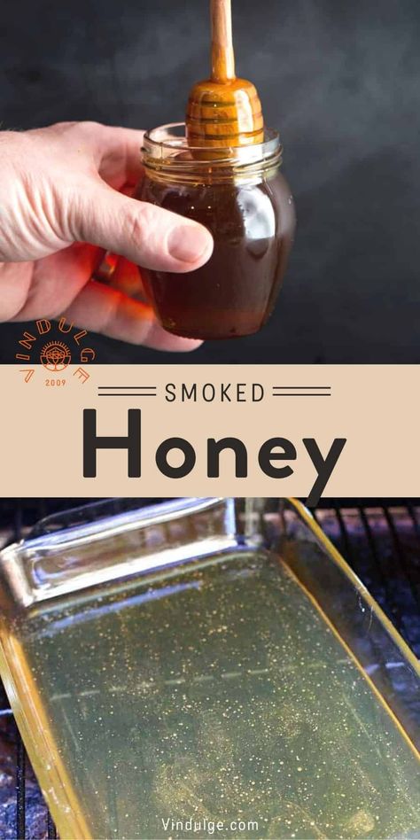 Smoked Honey adds a delicious smoky flavor to any dish you typically use honey for. Whether cookies, butter, or simply a honey drizzle on a cheese plate, this easy recipe for homemade smoked honey will be the next conversation starter for your next backyard event. It also makes a great gift for the holidays! Backyard Event, Smoked Honey, Backyard Beehive, Bbq Smoker Recipes, Bee Farming, Honey Cocktail, Simple Syrup Cocktails, Honey Drizzle, Honey Simple Syrup