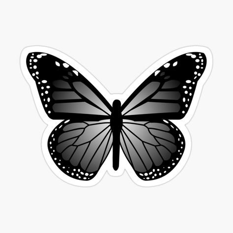 Black Butterfly Printable, Butterfly Topper, Butterfly Decals, Gradient Butterfly, Black And White Butterfly, Black Butterflies, Fall Drawings, Iphone Stickers, Butterfly Stickers