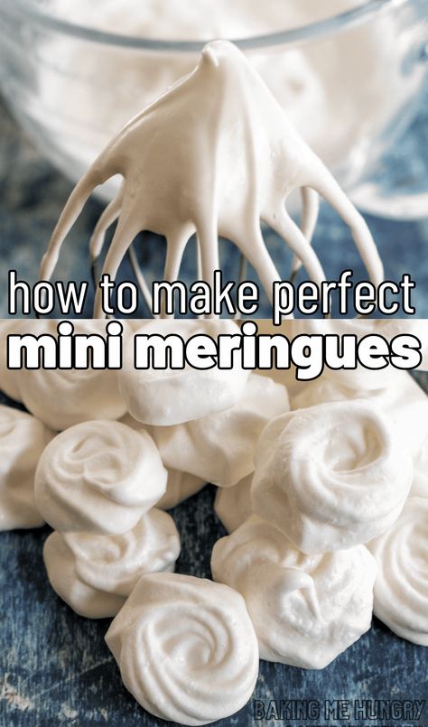 Experience the magic of delicate Mini Meringues that melt in your mouth. Irresistibly light and airy, these tiny delights will leave you craving more. Mini meringue cookies just might be the perfect dessert! Mini Meringues Recipe, Small Batch Meringue Cookies, Recipe For Meringue, School Desserts, Easy Meringue Cookies, Tiny Bites, Meringue Cookie Recipe, Mini Meringues, Vanilla Muffins