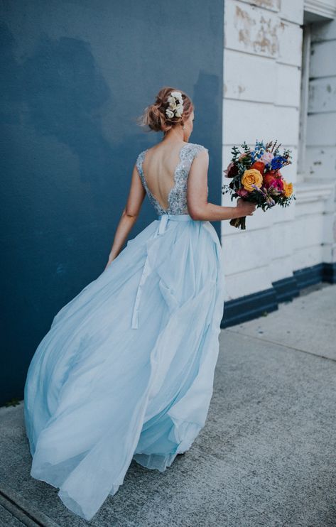 Light Blue Wedding Dress, Sleeve Prom Dresses, Blue Wedding Gowns, Cap Sleeve Prom Dress, Blue Wedding Dress, How To Dress For A Wedding, Sweep Train Prom Dress, Wedding Renewal, Bohemian Garden