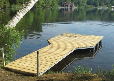 Dam Jetty, Docks For Ponds, Pond Docks, Pond Dock, Floating Dock Kits, Floating Dock Plans, Diy Dock, Building A Dock, Small Dock