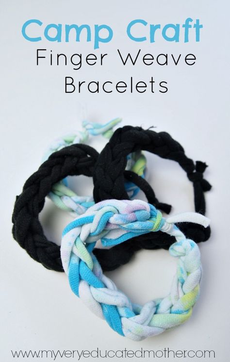 Here's a super easy camp craft to try on your next scouting adventure, finger woven bracelets! Ahg Woven Theme, Crafts For Kids Spring, Kids Spring Crafts, Craft Diy Ideas, Halloween Party Craft, Easy Camp, Scout Crafts, Pack Meeting, Finger Weaving